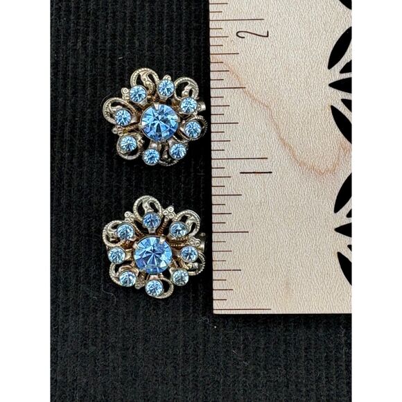 Lot Three Vintage Rhinestone Pins Scatter Bow Pink Blue Art Deco - Picture 4 of 4